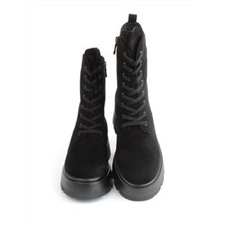04-M2-1376 BLACK Ботинки зимние женские (натуральная замша, натуральный мех)