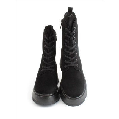 04-M2-1376 BLACK Ботинки зимние женские (натуральная замша, натуральный мех)