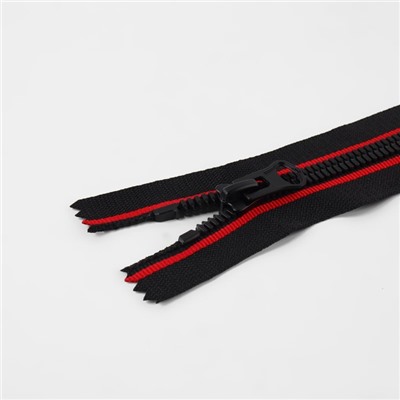 Молния «Трактор», №8, неразъёмная, замок автомат, 18 см, чёрная, красная