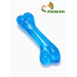 Игрушка жевательная "Косточка классическая", прозрачная, PVC, 12,3 см, синяя