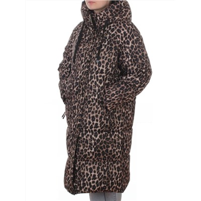 24-801 BROWN/LEOPARD Пальто зимнее женское (200 гр. холлофайбер)