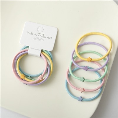 Набор пастельных резинок для волос 5 шт. со Звездочками или Сердечками