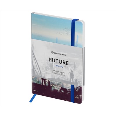 Записная книжка А6 80л. ЛАЙТ, кожзам, Greenwich Line "New city", с резинкой, тиснение фольгой, блок в клетку