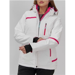Горнолыжная куртка женская зимняя белого цвета 7091Bl