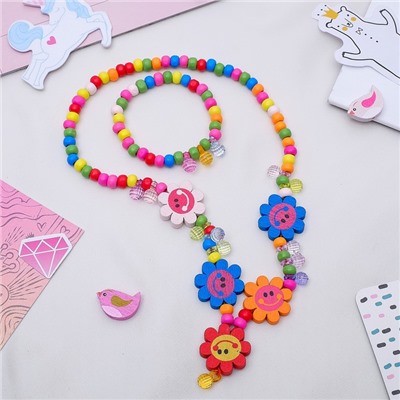 Набор детских украшений Выбражулька «Весёлые цветы ромашки», 2 предмета: кулон, браслет d=5 см