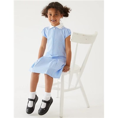 Girls' Gingham Pleated School Dress (2-14 Yrs)