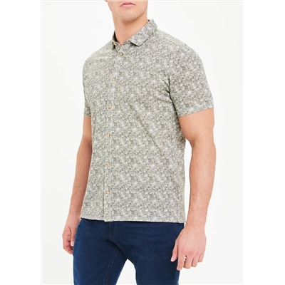 Short Sleeve Feather Print Jersey Shirt