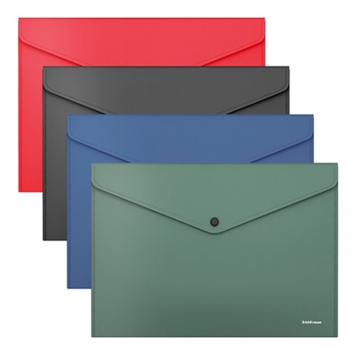 Папка-конверт на кнопке А4, 140 мкм, ErichKrause Fizzy Classic, непрозрачный, тиснение, микс