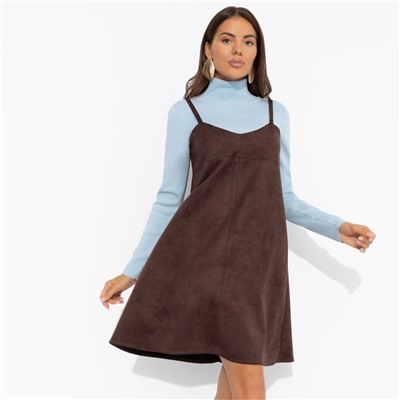 Сарафан из мягкой замши, Стильный интерес (коричневый)