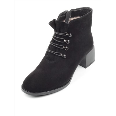 04-M20-6117 BLACK Ботинки женские зимние (натуральная замша, натуральный мех)