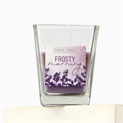УЦЕНКА Свеча интерьерная в стакане "Морозное утро", аромат лаванда, 6,8 х 8 см