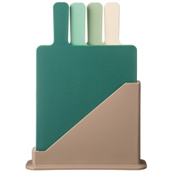 НАБОР РАЗДЕЛОЧНЫХ ДОСОК ИЗ 4 ШТ+ПОДСТАВКА 24*7.8*17CM ЦВЕТ:ЗЕЛЕНЫЙ