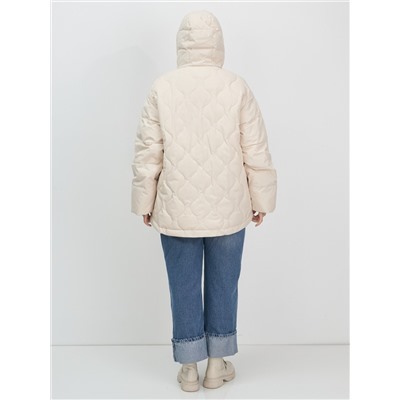 Куртка женская демисезонная с капюшоном бежевого цвета 1140B