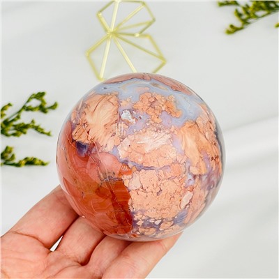 Радуга Самоцветов Шар из розового цветочного Агата на подставке