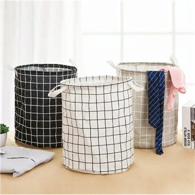 Корзина тканевая для белья, игрушек, одежды White/Black/Gray