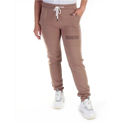 QB-65 BROWN Брюки спортивные женские (95% хлопок, 5% стрейч) P&S