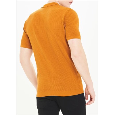 Short Sleeve Textured Cotton Polo Shirt