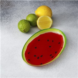 Блюдо сервировочное Доляна «Сладкий арбуз», 24.5×15 см, овальное, стекло, красное