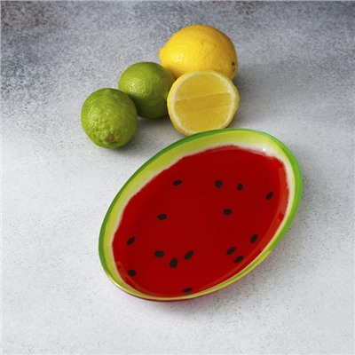 Блюдо сервировочное Доляна «Сладкий арбуз», 24.5×15 см, овальное, стекло, красное