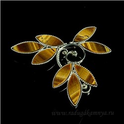 Брошь тигровый глаз "Голубь" 53*50мм.