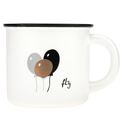 Кружка фарфоровая "Черно-белое кино" "Fly" 400мл, д9,8см h8,7см, матовая глазурь, с деколью, отводка, цвет - белый, д/горла 9,4см, д/основания 7см, в подарочной коробке (Китай)