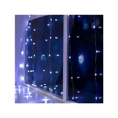 Гирлянда «Занавес» 1.6 × 1.6 м роса, IP20, серебристая нить, 160 LED, свечение белое, 8 режимов, 220 В