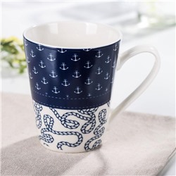 Кружка Доляна «Морячок», 310 мл, фарфор, синяя, белая