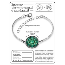 BSI-0138 Браслет металлический Зелёный калейдоскоп