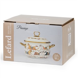 КАСТРЮЛЯ LEFARD ЭМАЛИРОВАННАЯ С КРЫШКОЙ, СЕРИЯ PASSAGE, 2,8Л, ДИА.18СМ ПОДХОДИТ ДЛЯ ИНДУК.ПЛИТ