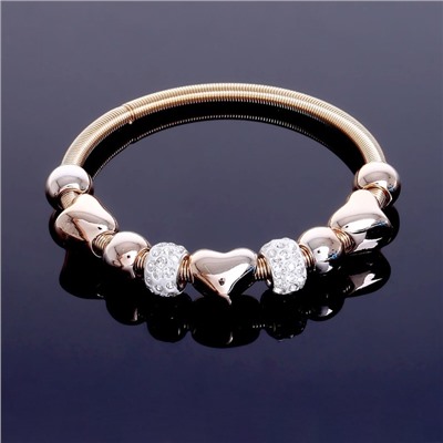 Браслет со стразами «Марджери» сердце, белый в золоте, d=6.5 см