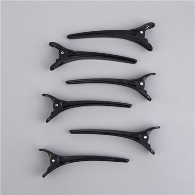 Зажимы для волос, набор - 6 шт., 10.5 см, чёрные