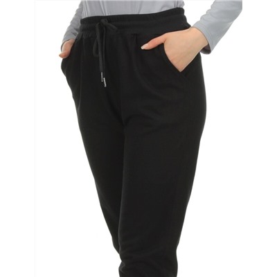 HC-205-1 BLACK Брюки спортивные женские (95% хлопок, 5% спандекс)
