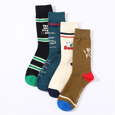 haichin Tide, demi-season trend socks for leisure, English, mid-length, wholesale