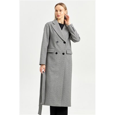 Пальто женское демисезонное 26102 (серый/ёлочка)