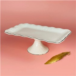 102-154 Прямоугольное блюдо 30,5см на ножке АГАТА в под.уп.(х6)Фарфор