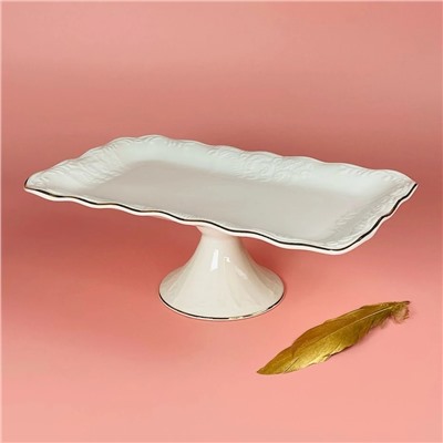 102-155 Прямоугольное блюдо 35,5см на ножке АГАТА в под.уп.(х4)Фарфор