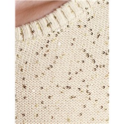 Джемпер с цельнокроенным коротким рукавом из хлопковой пряжи с пайетками