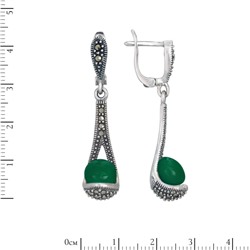 Серьги 'Секрет' с жадеитом и марказитами ТАСН.315ЖДN