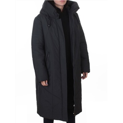 A615 GRAY/BLUE Пальто зимнее женское (верблюжья шерсть, 120 гр. холлофайбер)