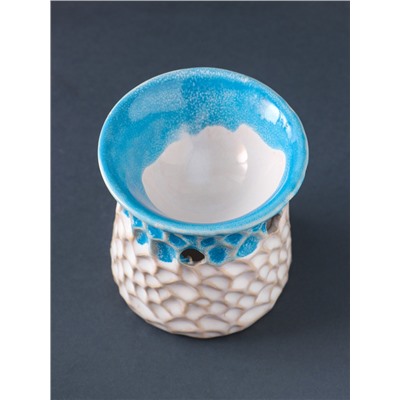 Аромалампа для эфирных масел «Узорчатая абстракция», керамика, синий, 8.5×8.5×9.5 см