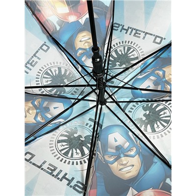 Зонт-трость для мальчика с мультгероями полуавтомат Арт 001/1