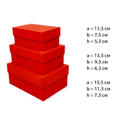 Набор коробок - прямоугольник 3 шт, Красный 6, 11,5*7,5*5,3-15,5*11,5*7,3 см.
