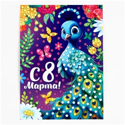 Аппликация жемчужными полубусинами «Прекрасный павлин. 8 марта»