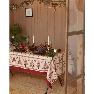 Скатерть новогодняя "Доляна" Merry Christmas 146х110+/- 3см, 100%хл, рогожка 164 г/м2