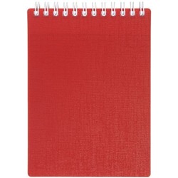 Блокнот на спирали А6 80л клетка пластик.обложка "CANVAS" красный (081529) 05315 Хатбер