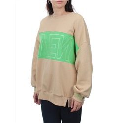 2813 BEIGE/GREEN Толстовка женская (95% хлопок, 5% спандекс)