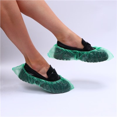 Бахилы зелёные ПНД 400×120 14 мкр 1.5 г 25 пар/уп