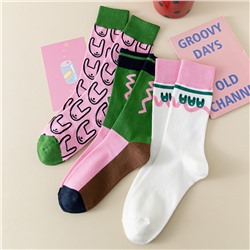 Tide, cartoon demi-season rabbit for men and women, cotton Japanese brand knee socks, mid-length