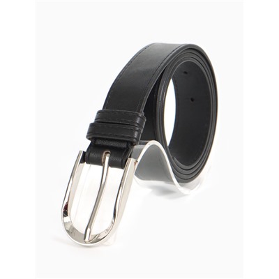 Ремень женский, 110×2.8 см, овальная пряжка металл, серебристая, чёрный