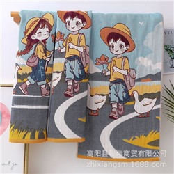 Quick dry children's cartoon cute cotton gauze bath towel for home use